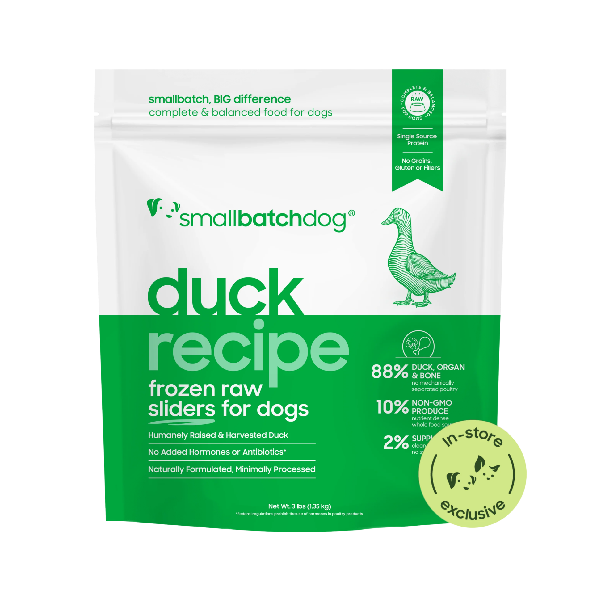 Smallbatch Frozen Raw Duck Sliders for Dogs