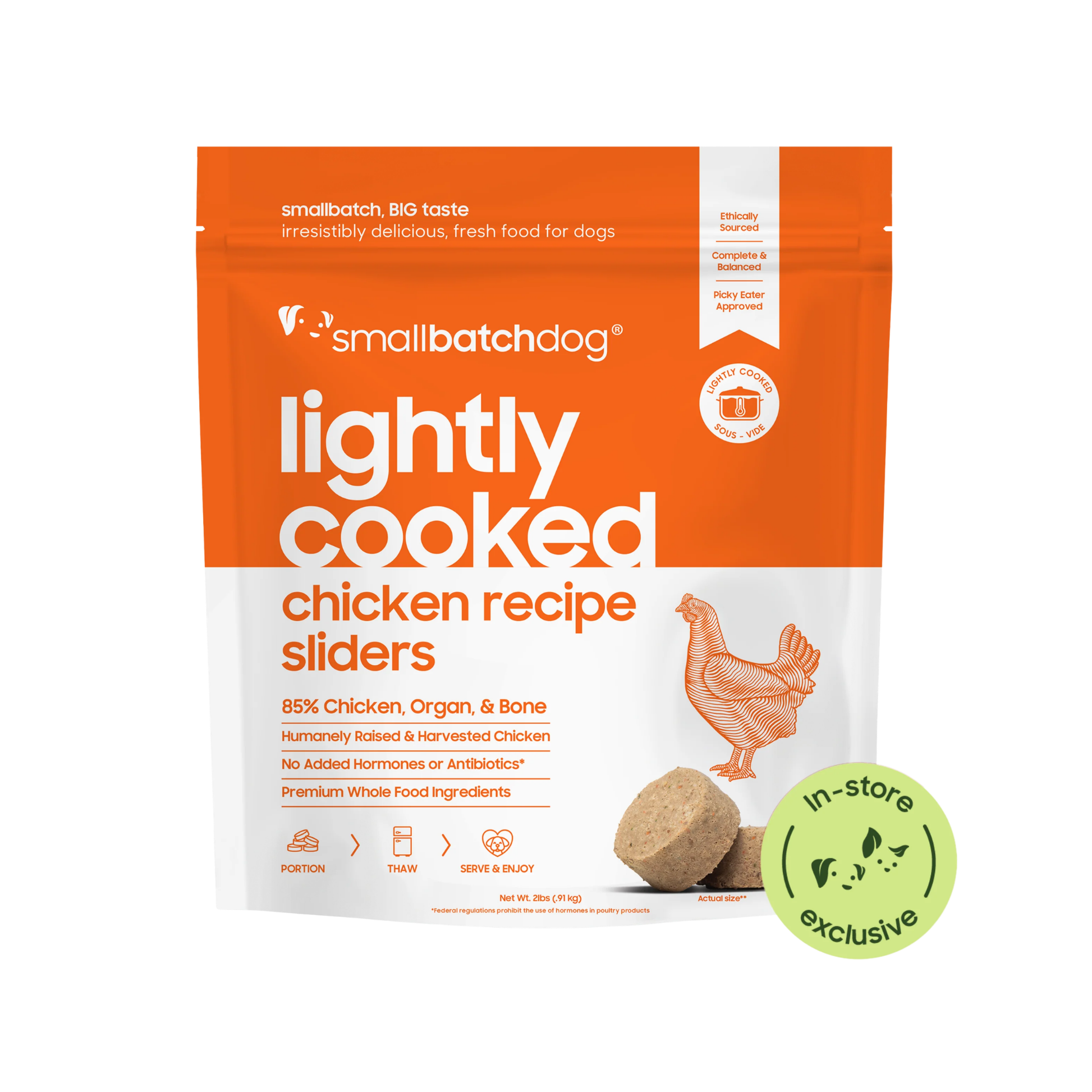 Smallbatch Lightly Cooked Chicken Sliders for Dogs