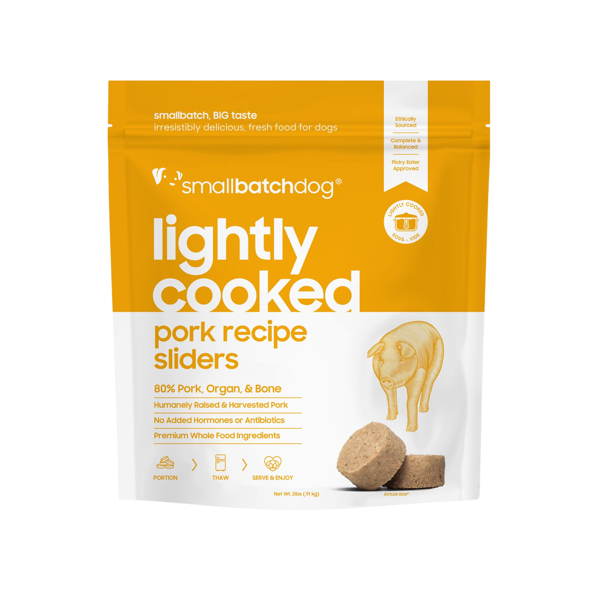 Smallbatch Lightly Cooked Pork Recipe Sliders for Dogs