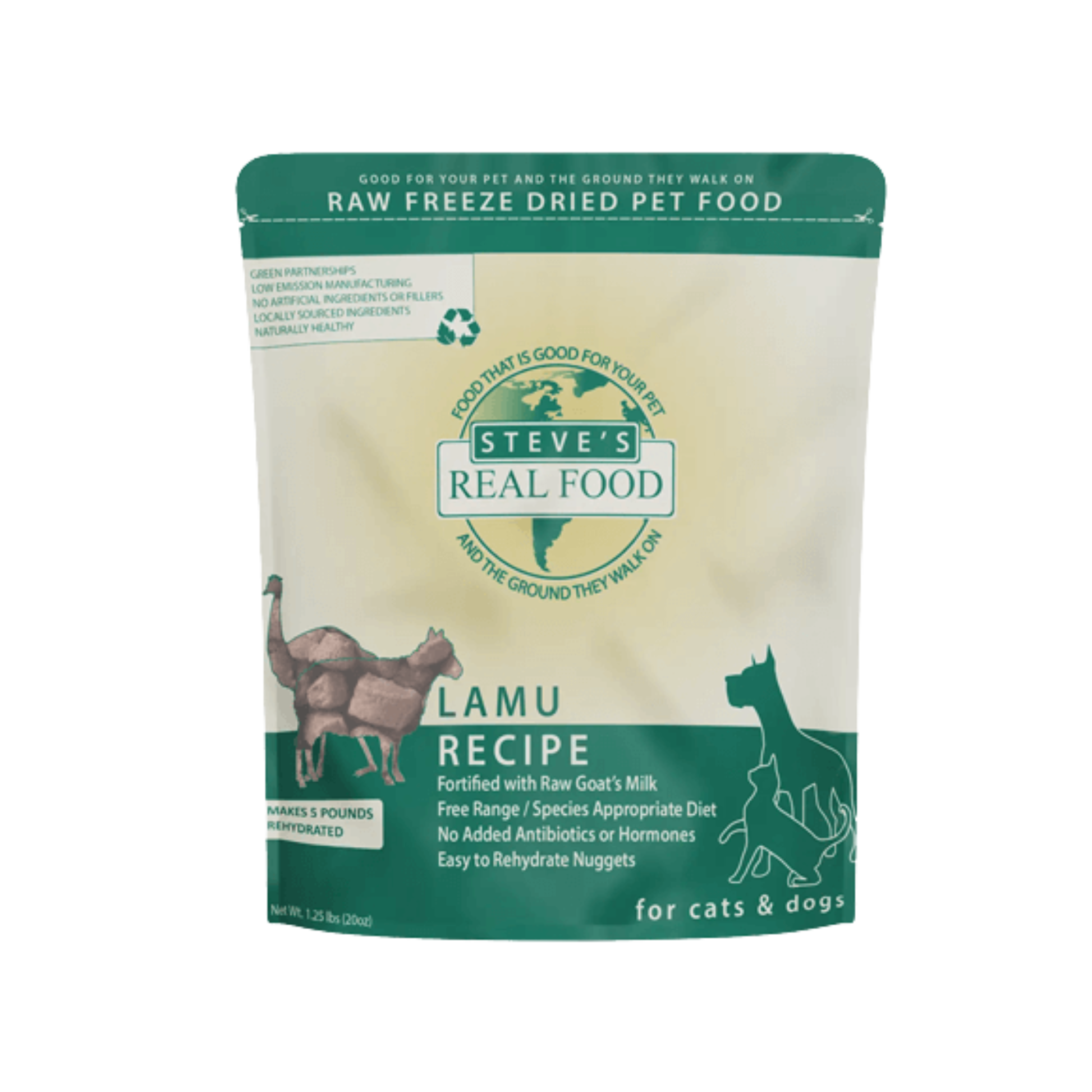 Steve's Real Food Freeze-Dried Lamu Recipe Nuggets for Dogs & Cats