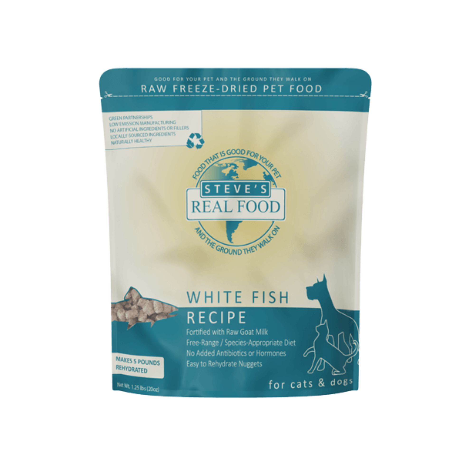 Steve's Real Food Freeze-Dried Raw Whitefish Recipe Nuggets for Dogs & Cats