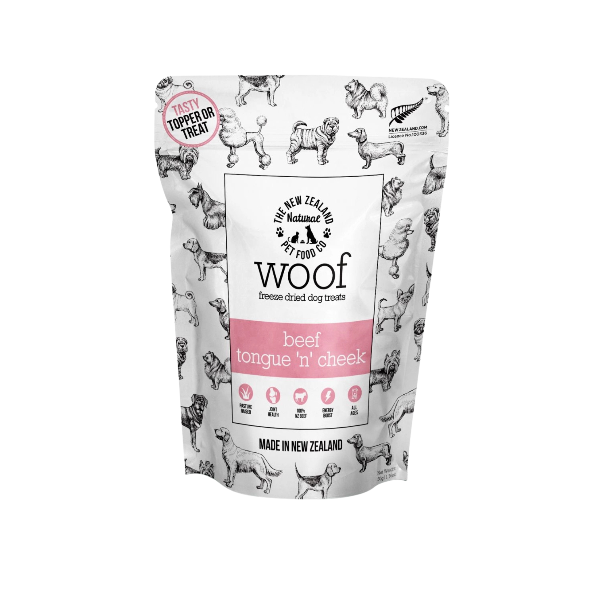 The New Zealand Natural Pet Food Co. Woof Freeze-Dried Beef Tongue 'n' Cheek