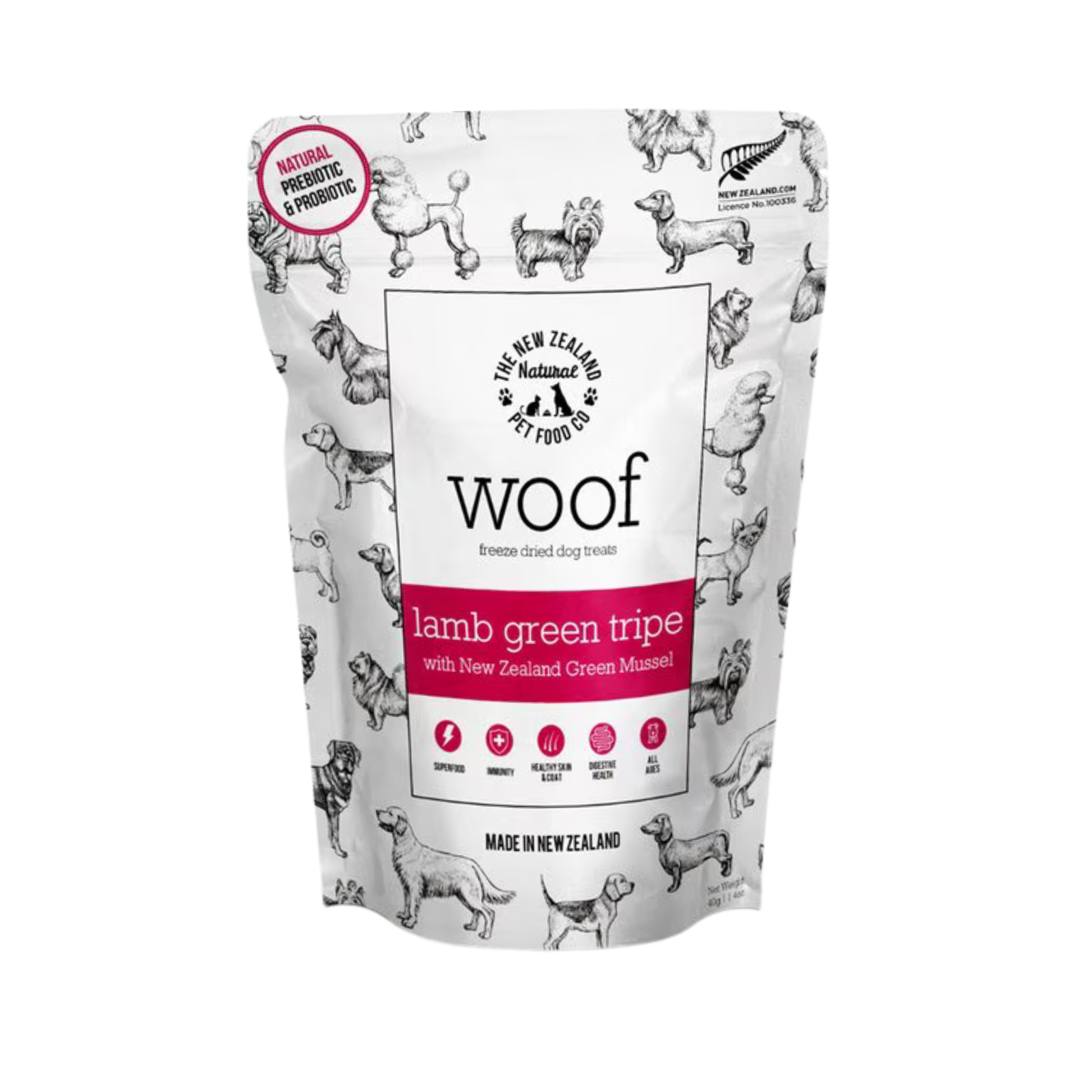 The New Zealand Natural Pet Food Co. Woof Lamb Green Tripe Freeze-Dried Dog Treats