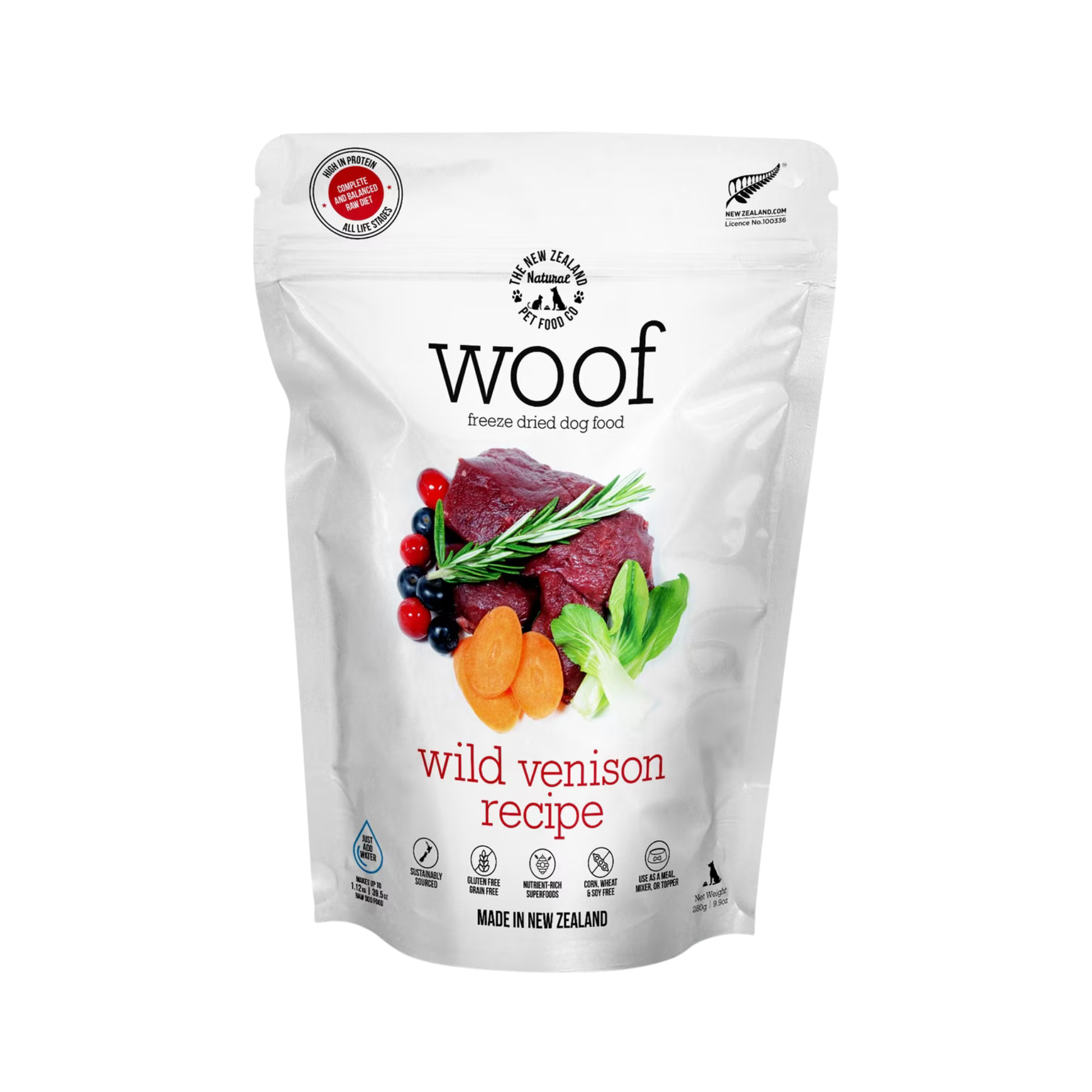 The New Zealand Pet Food Co. Woof Freeze-Dried Raw Wild Venison for Dogs