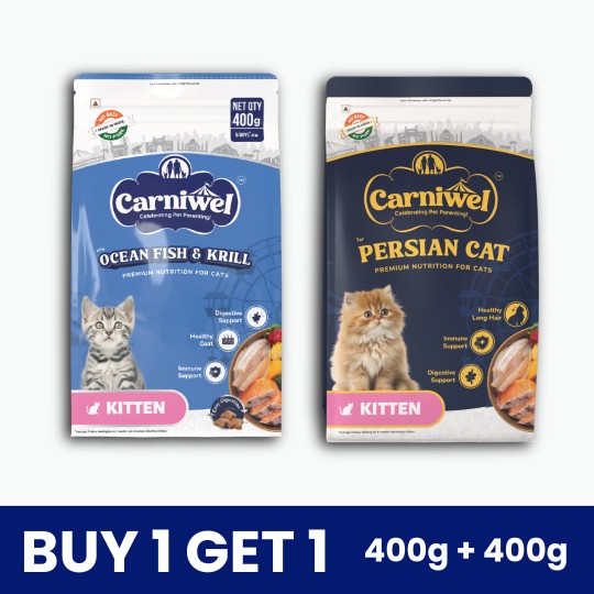 Carniwel Ocean Fish & Krill and Persian Kitten Food (Pack of 2)