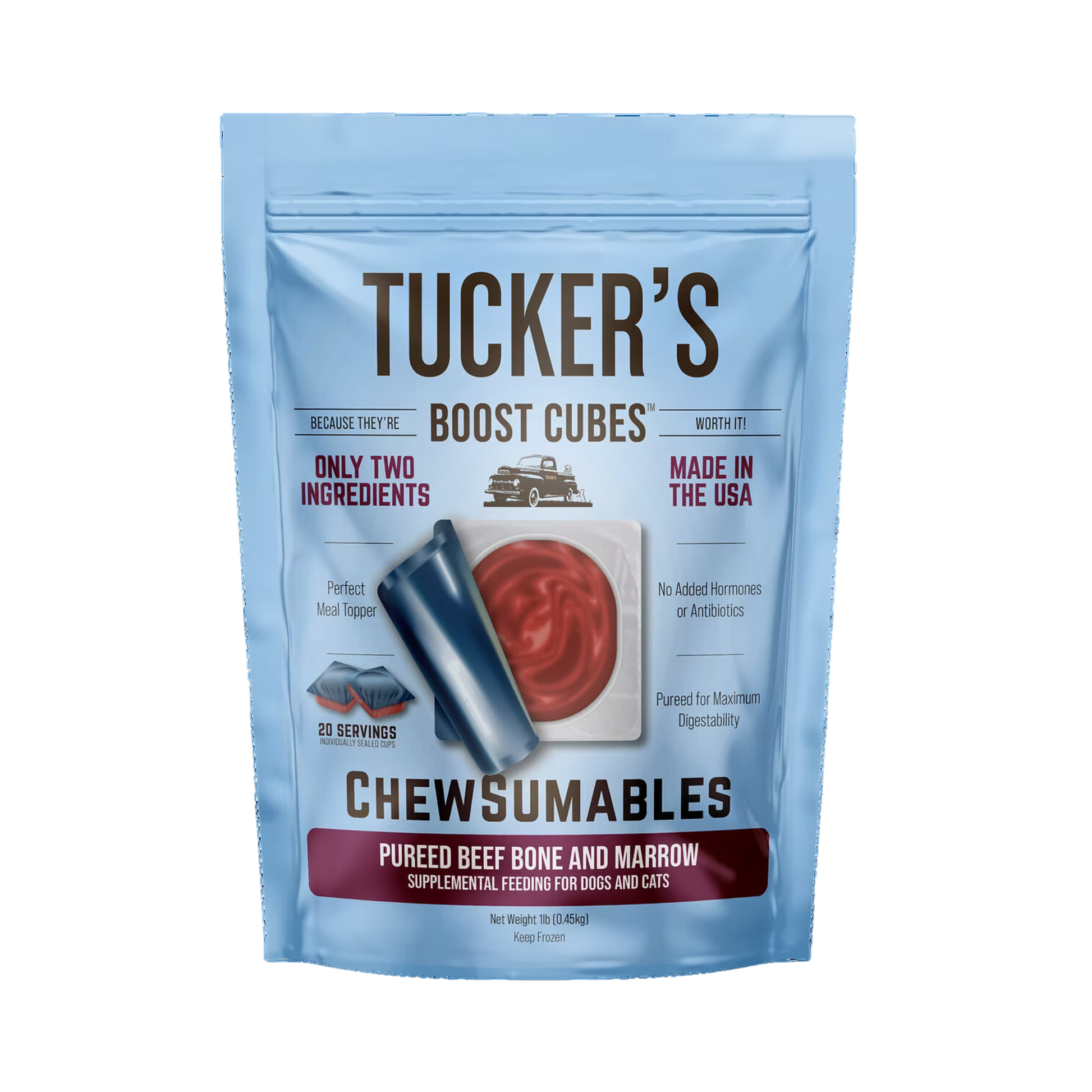 Tucker's Boost Cubes Chewsumables Pureed Beef Bone and Marrow for Dogs & Cats