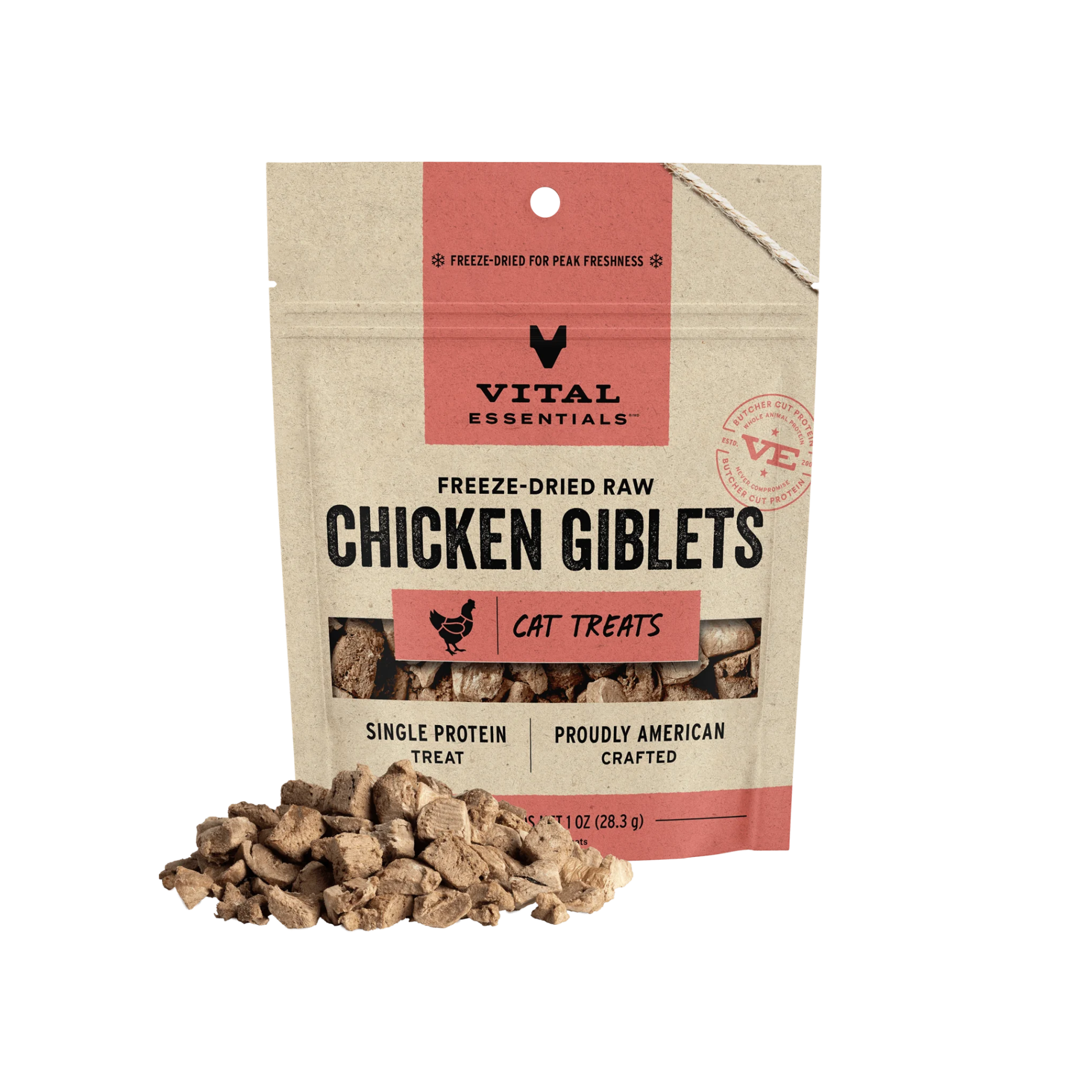Vital Essentials Freeze-Dried Raw Chicken Giblets Cat Treats