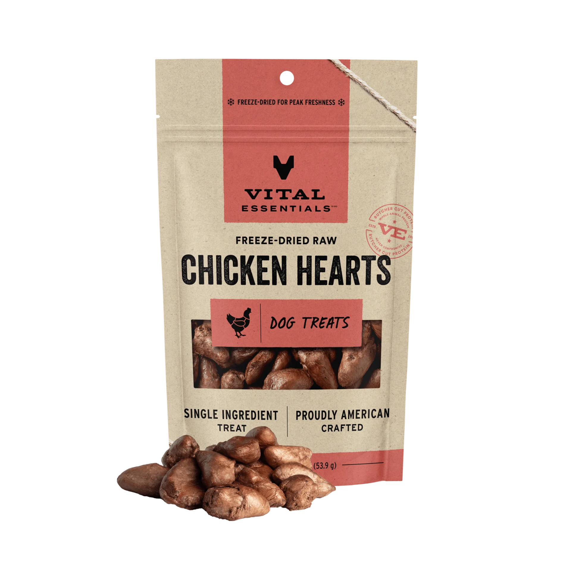 Vital Essentials Freeze-Dried Raw Chicken Hearts Dog Treats