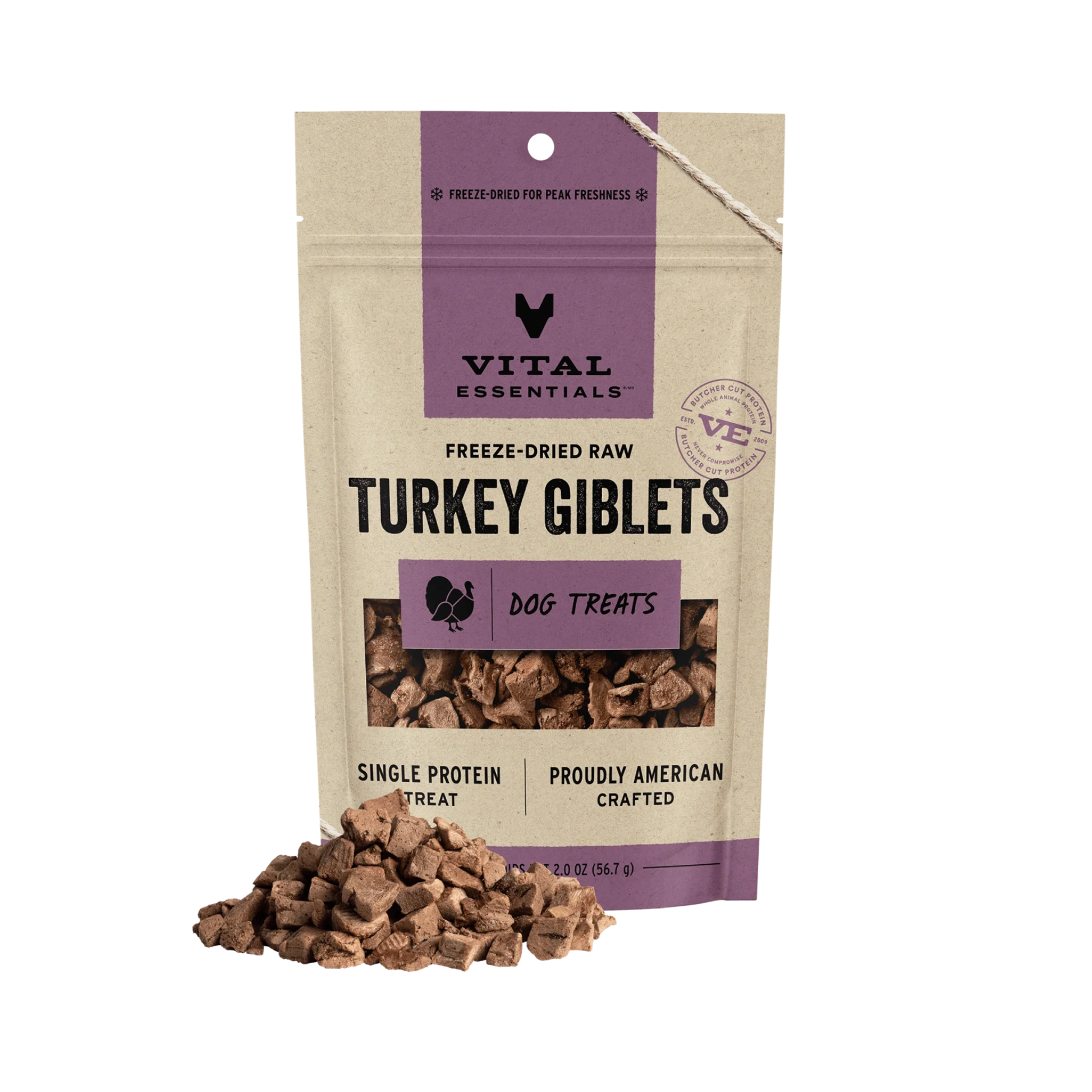 Vital Essentials Freeze-Dried Raw Turkey Giblets Dog Treats