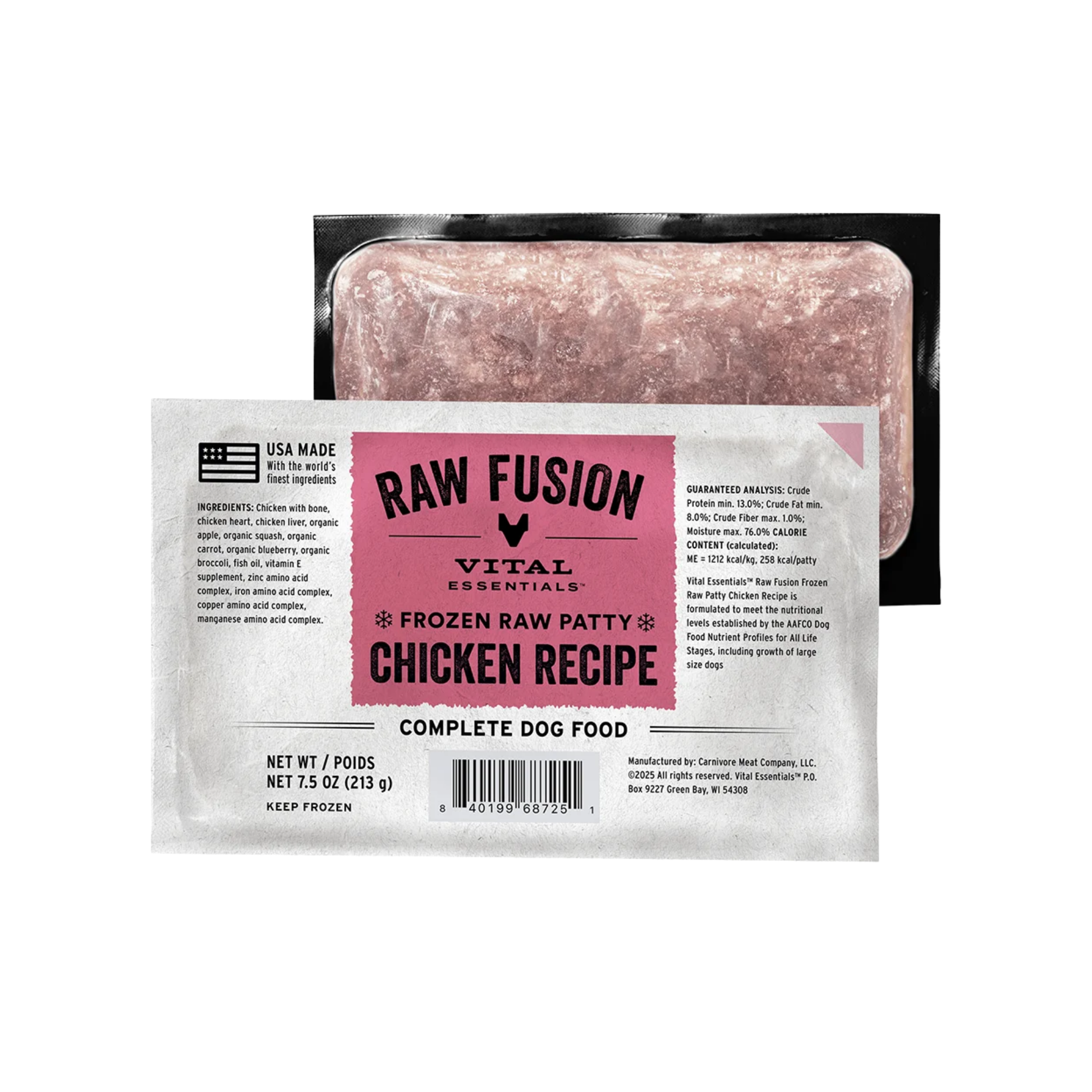 Vital Essentials Frozen Raw Fusion Chicken Recipe Patty