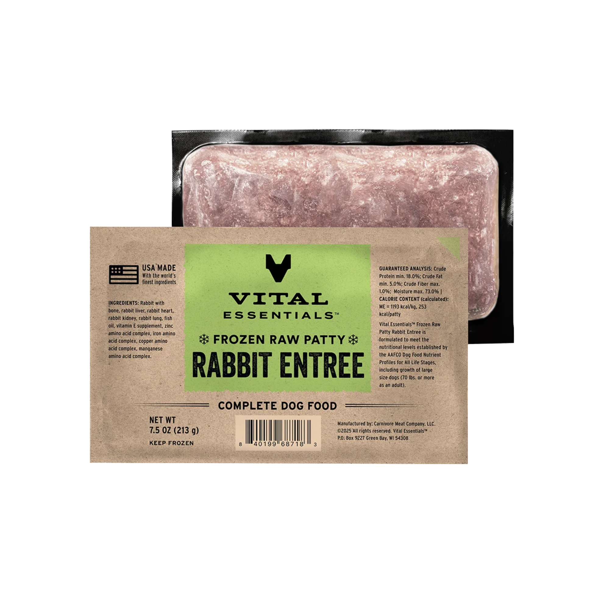 Vital Essentials Frozen Raw Rabbit Entree Patty