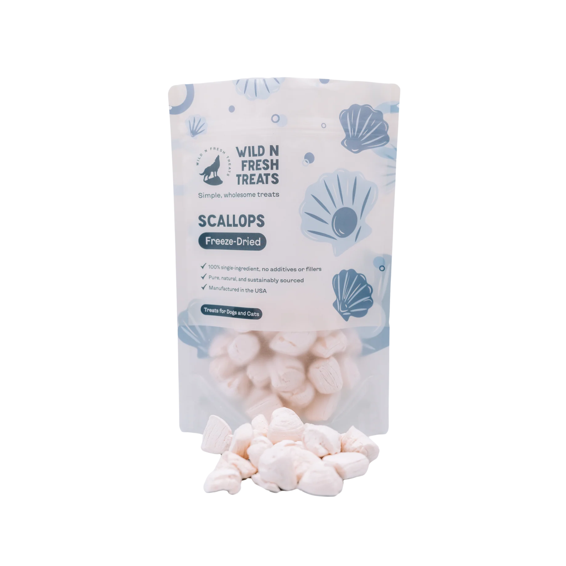 Wild N Fresh Freeze-Dried Scallops for Dogs & Cats