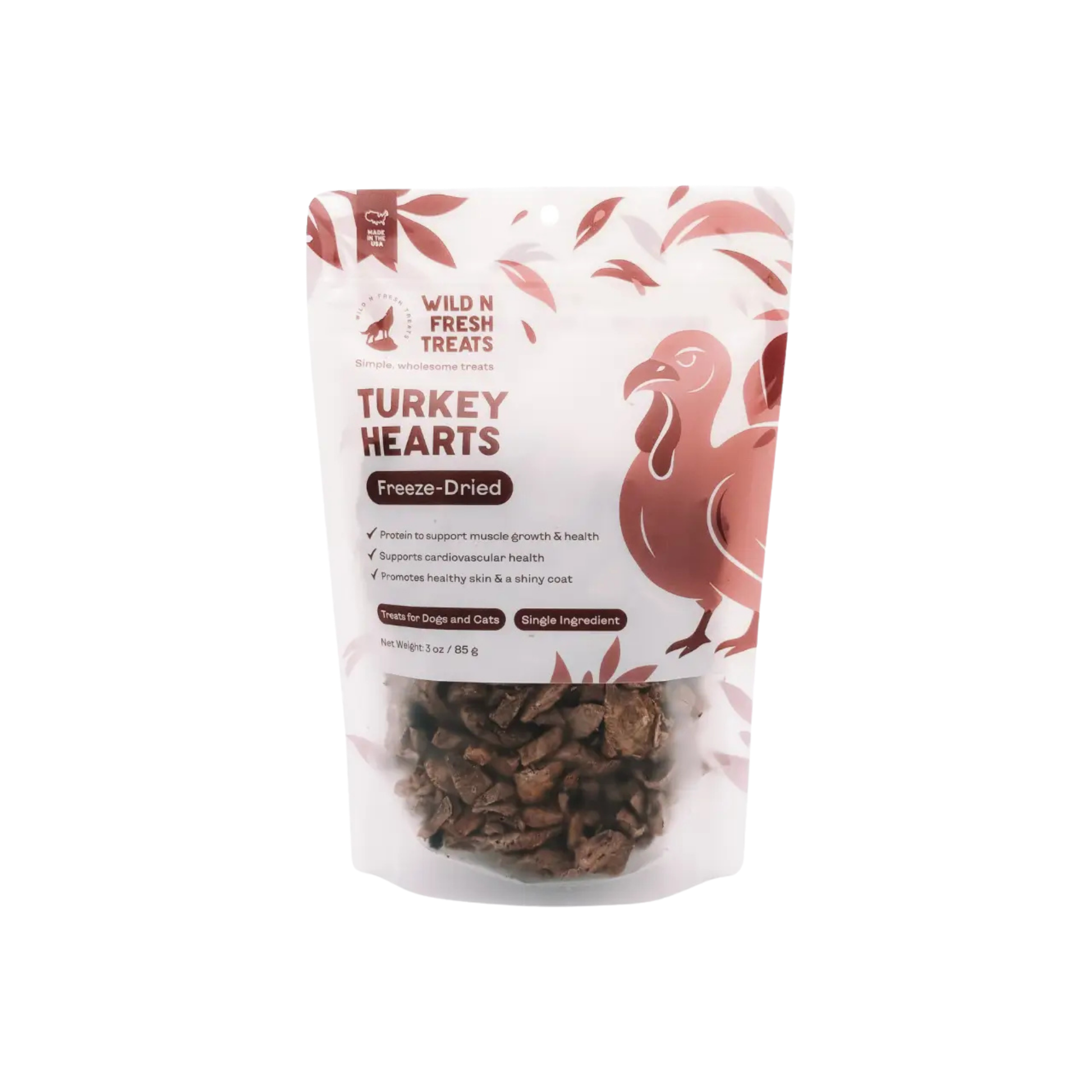 Wild N Fresh Freeze-Dried Turkey Hearts for Dogs & Cats
