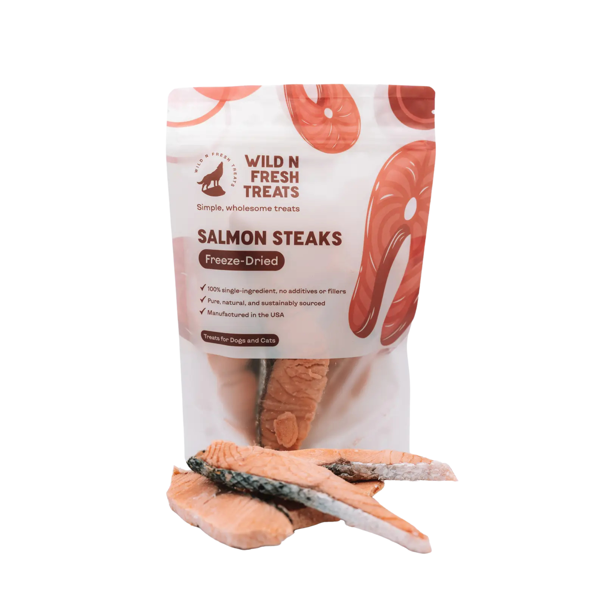 Wild N Fresh Treats Salmon Steaks Freeze-Dried for Dogs & Cats