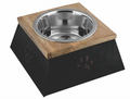Copper Finish Wooden Pet Bowl – Handcrafted Mango Wood Sleeve with Removable Stainless Steel Dish – S/M/L Sizes