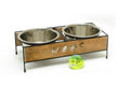 WOOF Elevated Double Dog Diner with Stainless Steel Bowls | Raised Pet Feeder Stand