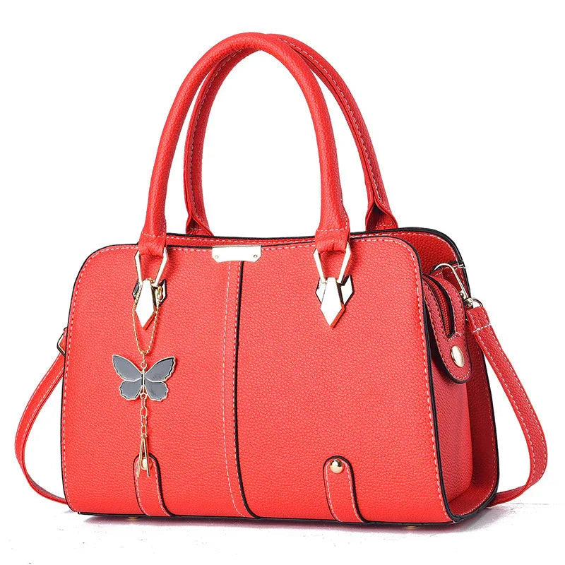 Women's Fashionable PU Leather Handbag With Butterfly Pendant