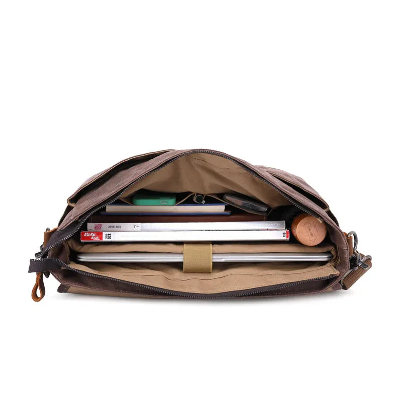 Fashionable Personality Men's Oil Wax Canvas Fabric Shoulder Bag