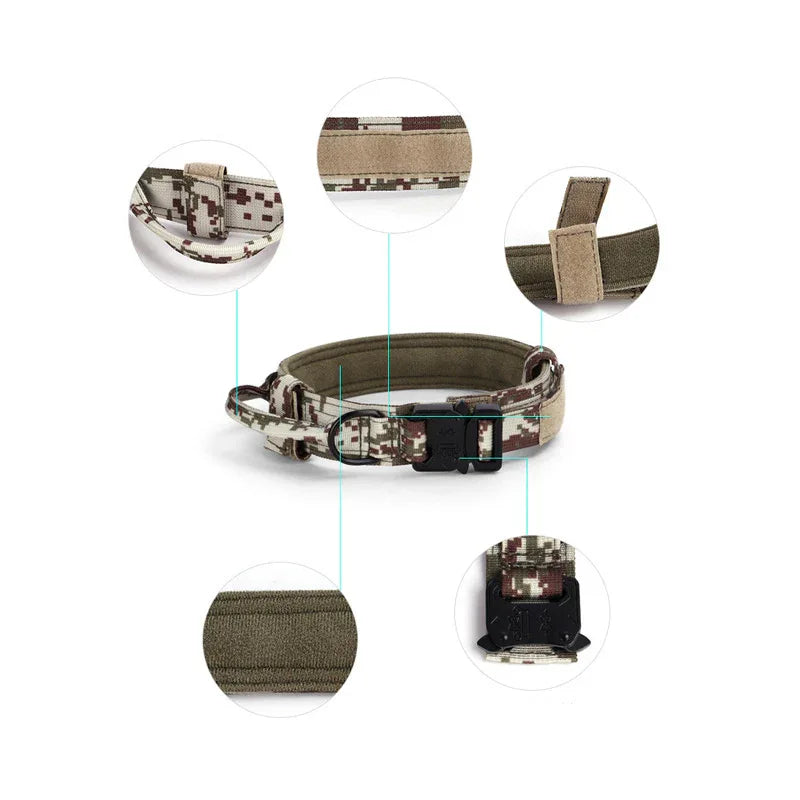 Tactical Adjustable Dog Collar Military German Shepherd Training Medium Large Pet Collar