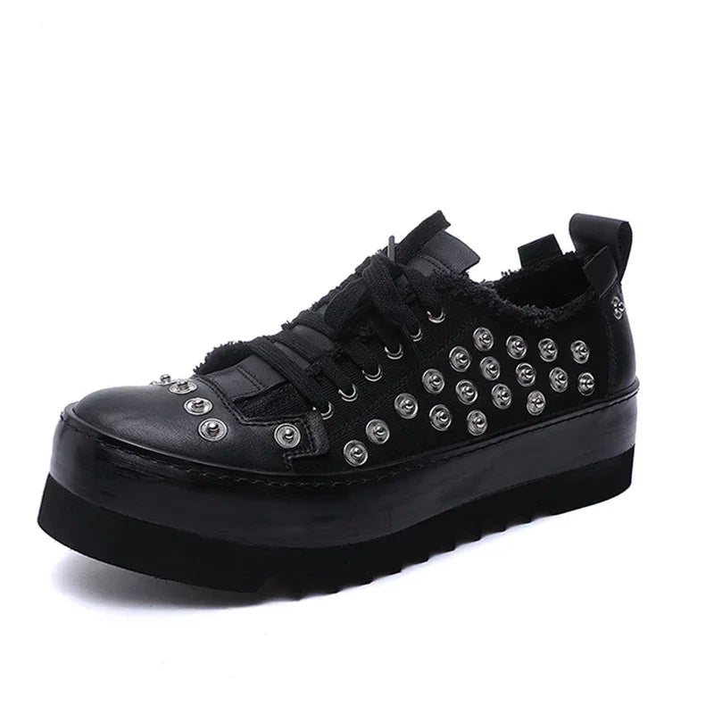 Niche Design Leather Canvas Breathable Handmade Shoes