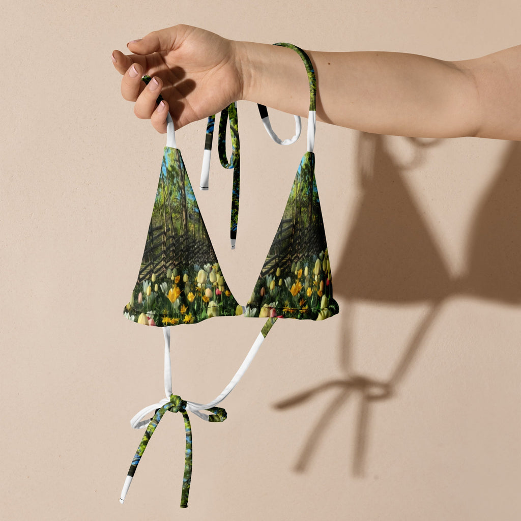 All-over print recycled string bikini top