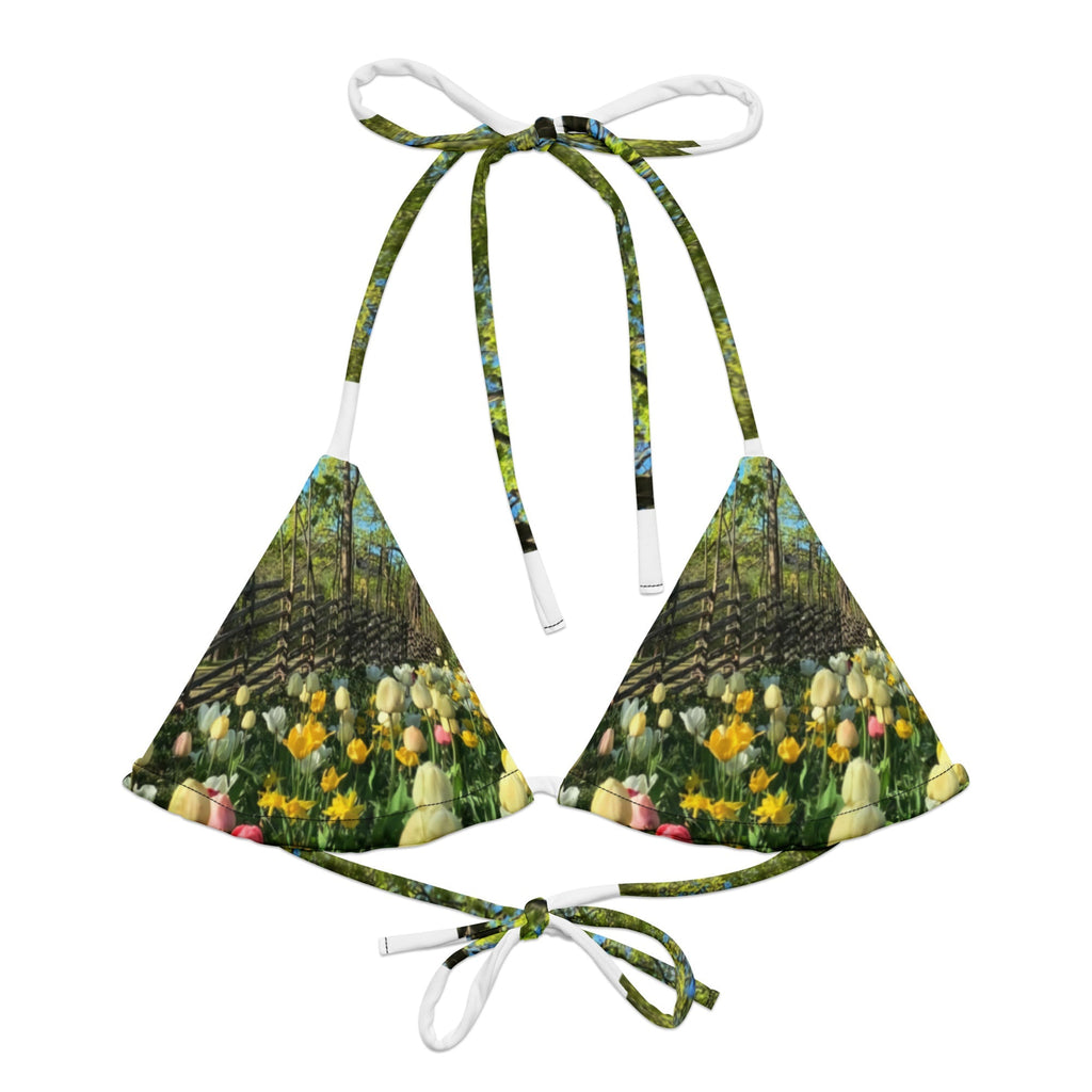All-over print recycled string bikini top