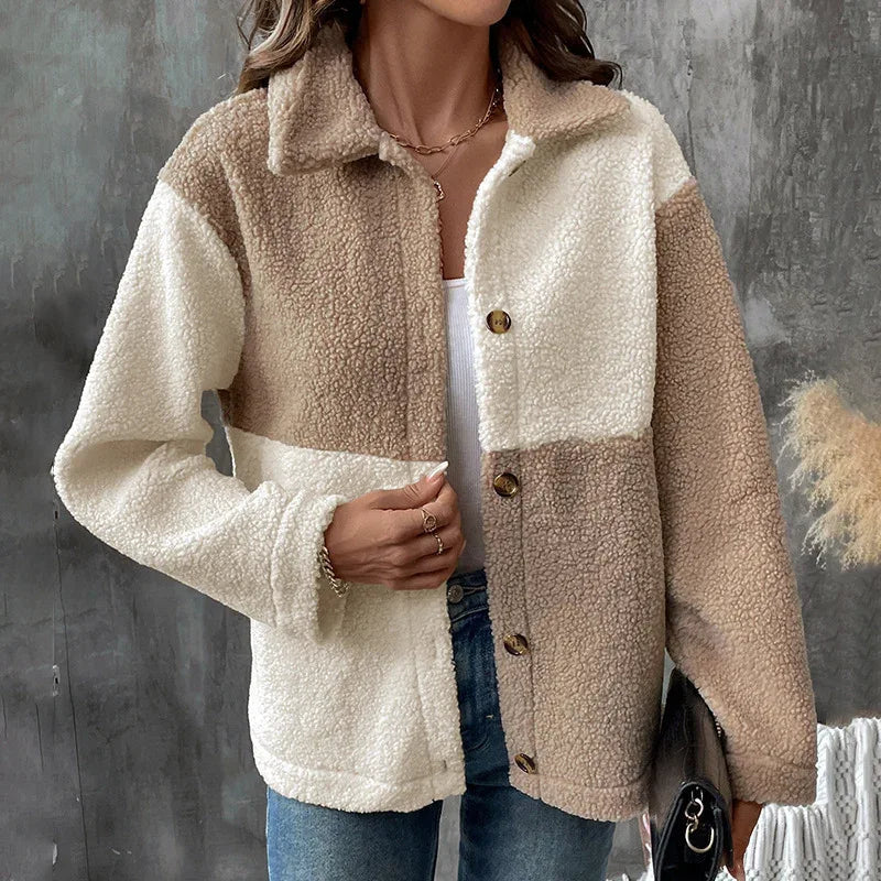 Thickened Assorted Color Single-Breasted Lapel Casual Jacket For Women