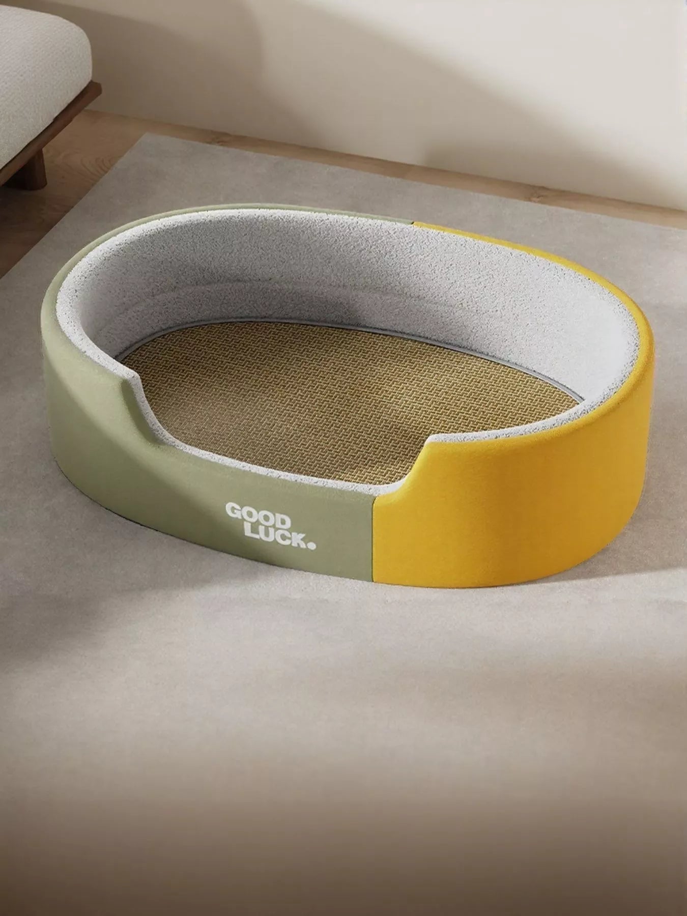Thickened Oval Two-Tone Plush Pet Nest