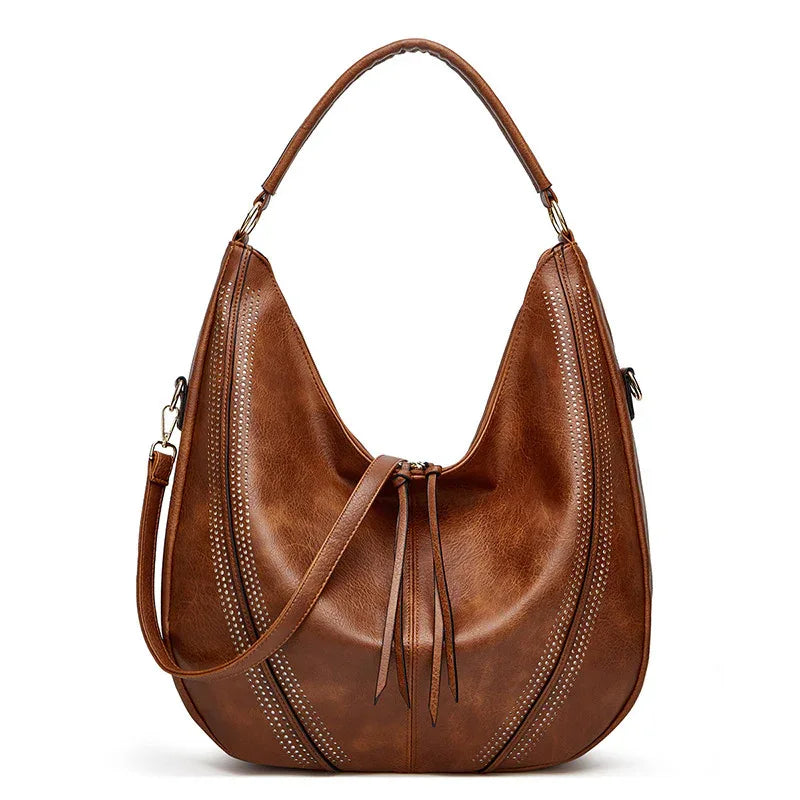 Trendy Retro Large Capacity Tote Shoulder Bag Tassel Hollow One-Shoulder Bag Women's Handbag