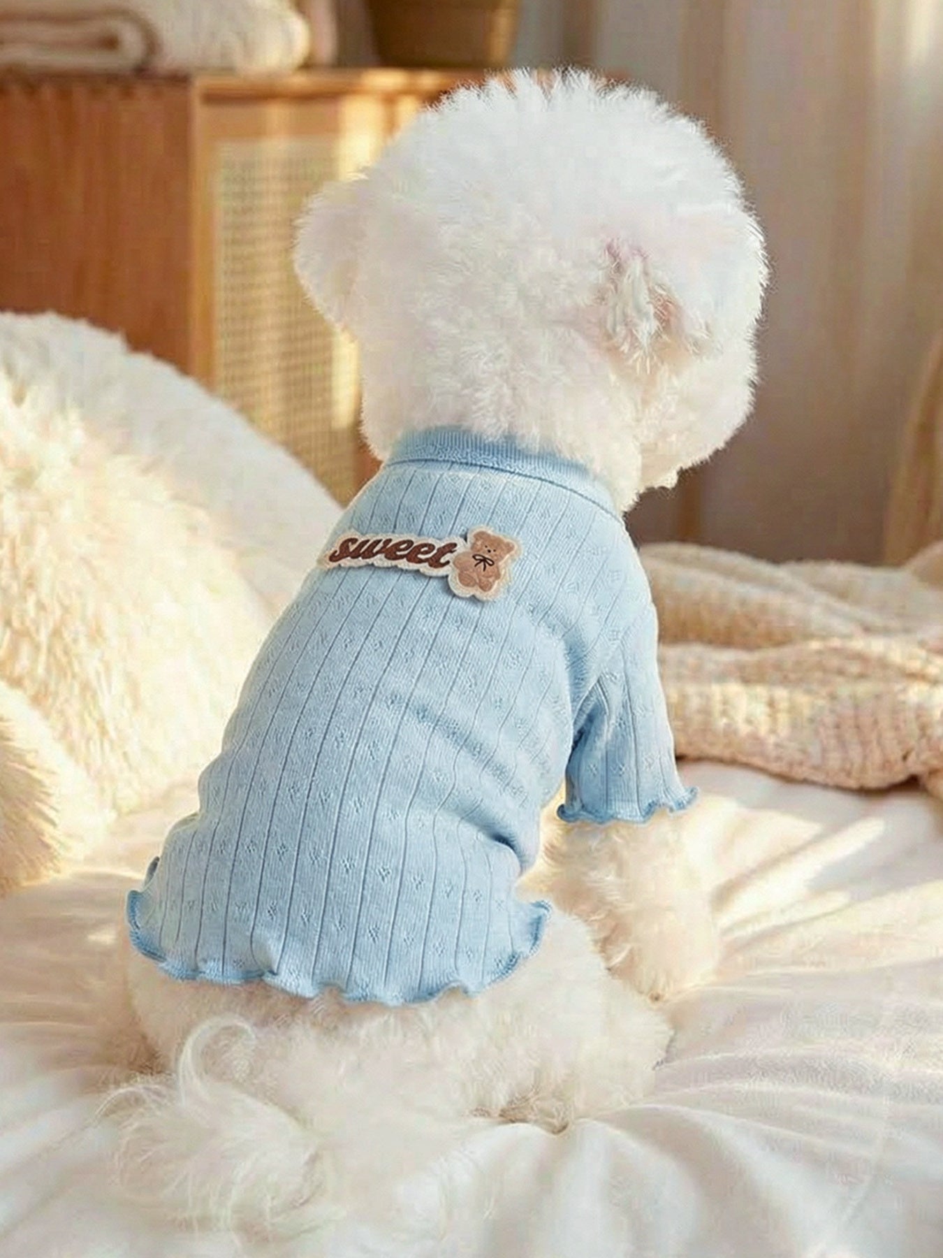 Sweet Bear Patch Ribbed Pet Top