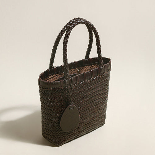 Chocolate Organic Reed Woven Basket Bag