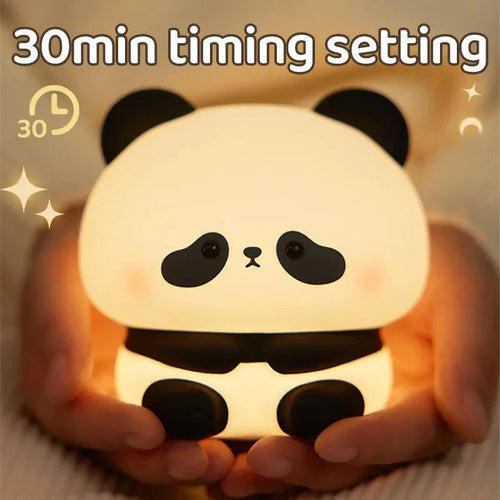 Cute Silicone Panda Touch USB Rechargeable LED Night Light Table Bedside Lamp Home Decor