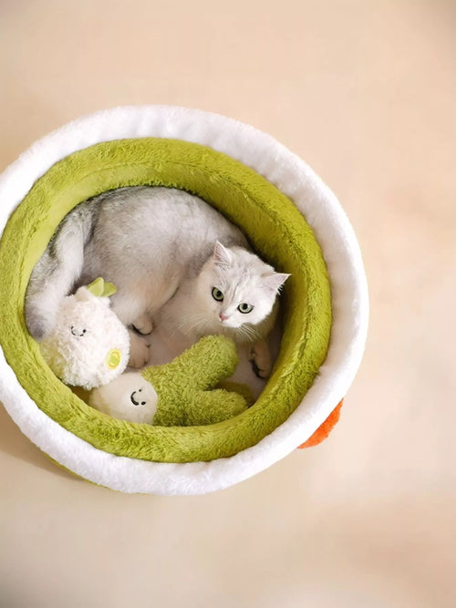 Cozy Warm Round Covered Semi-Enclosed Pet Nest
