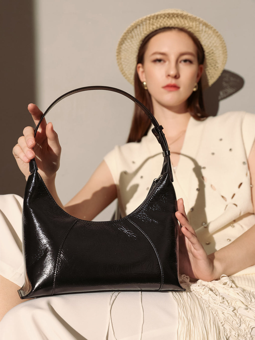 Emmanuelle Leather Shoulder Bag