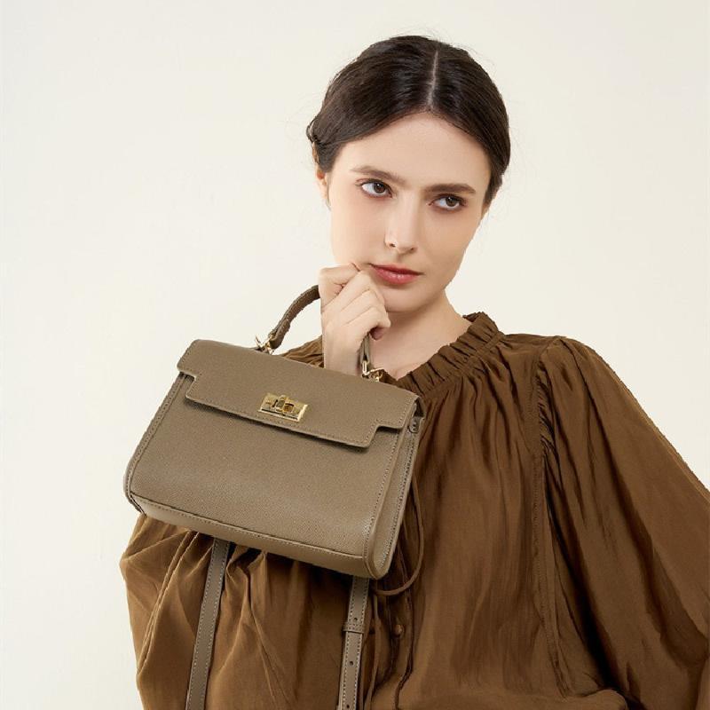 Genuine Leather Handbag With Adjustable Shoulder Strap