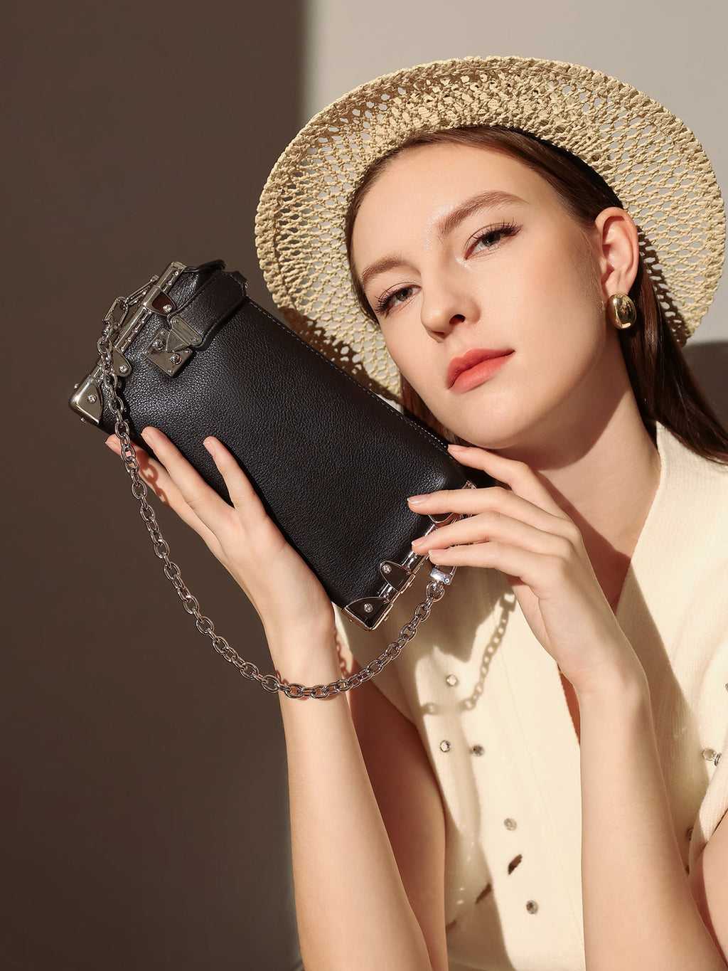 Harlow Chain Strap Structured Shoulder Bag
