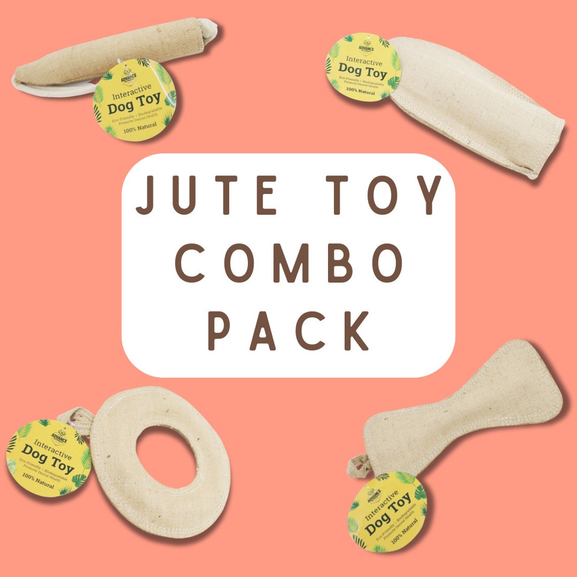 Jute Burlap Interactive Dog Toy Eco-friendly, Biodegradable the perfect oral hygiene helper Soft but durable