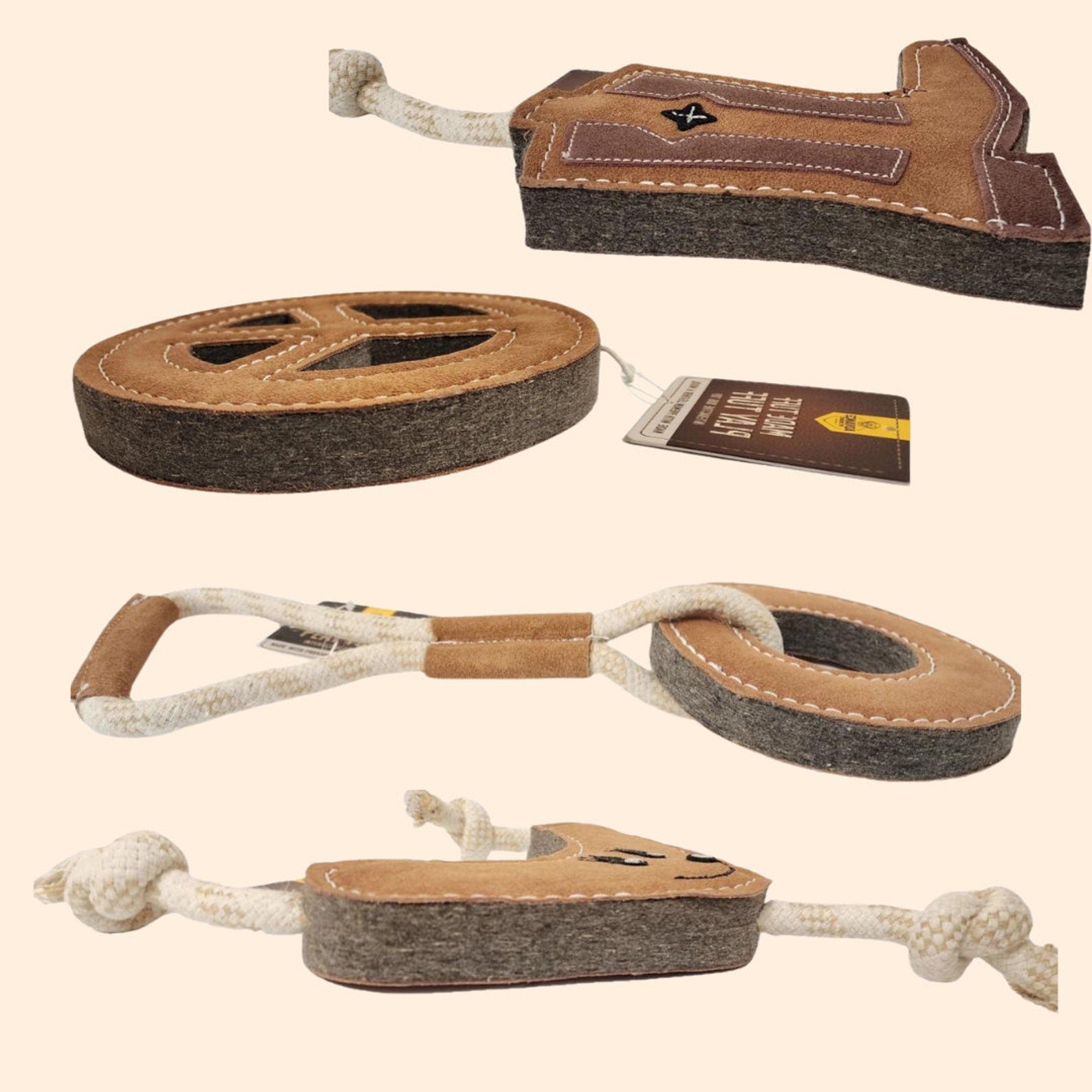 Natural Leather Dog Chew Toy – Tough Water Buffalo Bone with Coconut Fiber Filling | Eco-Friendly & Durable