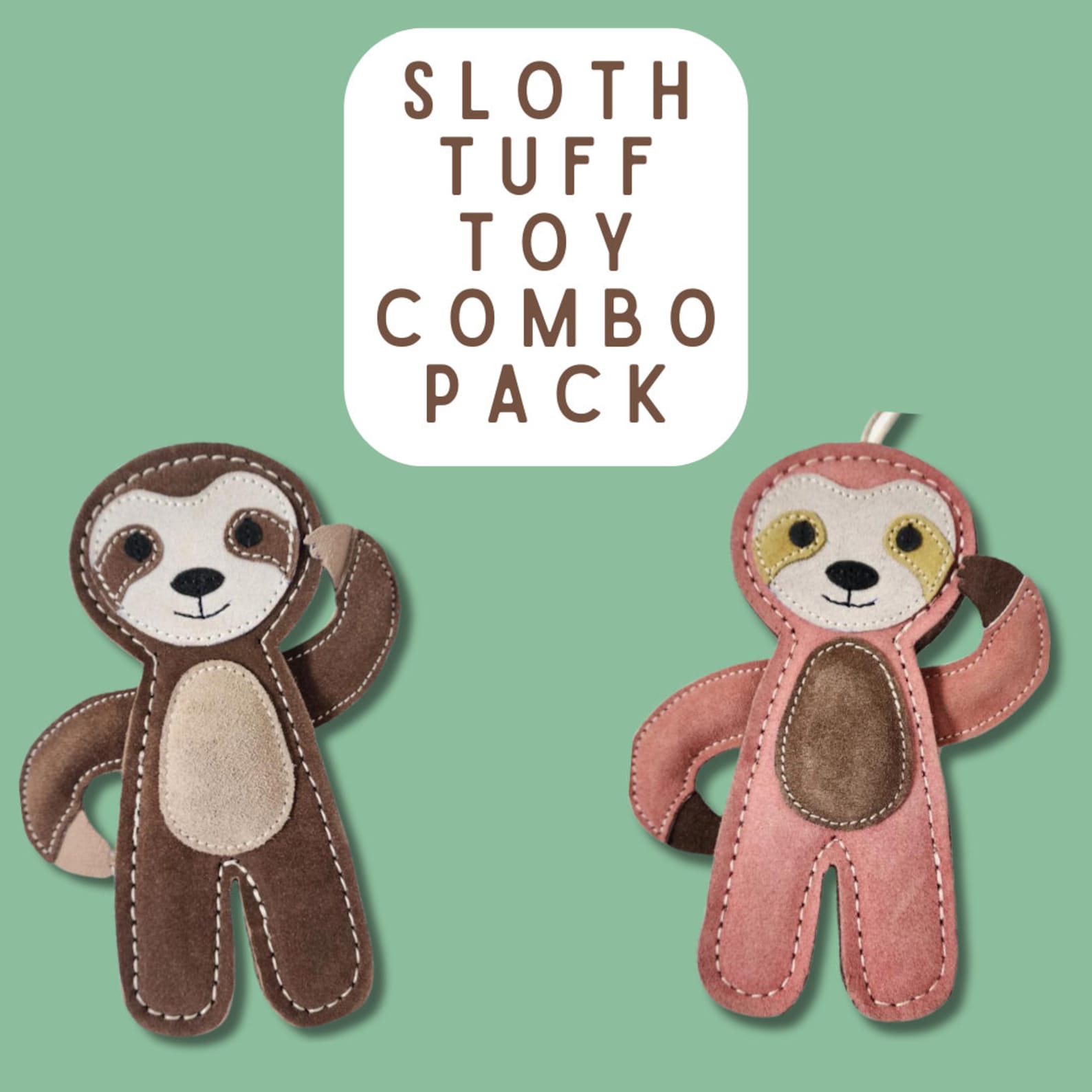 Natural Leather & Wool Sloth Dog Toy – Extra Tuff Chew & Tug Toy for All Breeds | Eco-Friendly & Durable