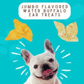 Jumbo Buffalo Ear Dog Treats – Peanut Butter Flavored, Bully Dust Coated, Long Lasting, High Protein, Natural Chews for Large Dogs