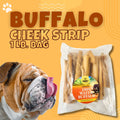 Buffalo Cheek Strip Dog Chews – 1 Lb Bag | Natural, Grain-Free, Long Lasting Rawhide Alternative | Healthy Chew Treats for Dogs