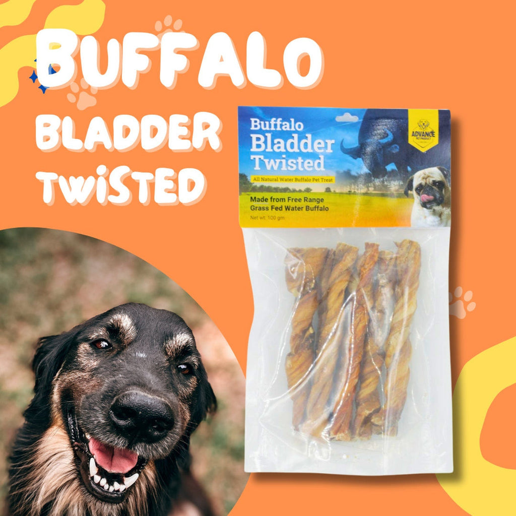 Buffalo Twisted Bladder Dog Chew – Natural, Long-Lasting Treat | High Protein | Single Ingredient | Rawhide Alternative for Dogs