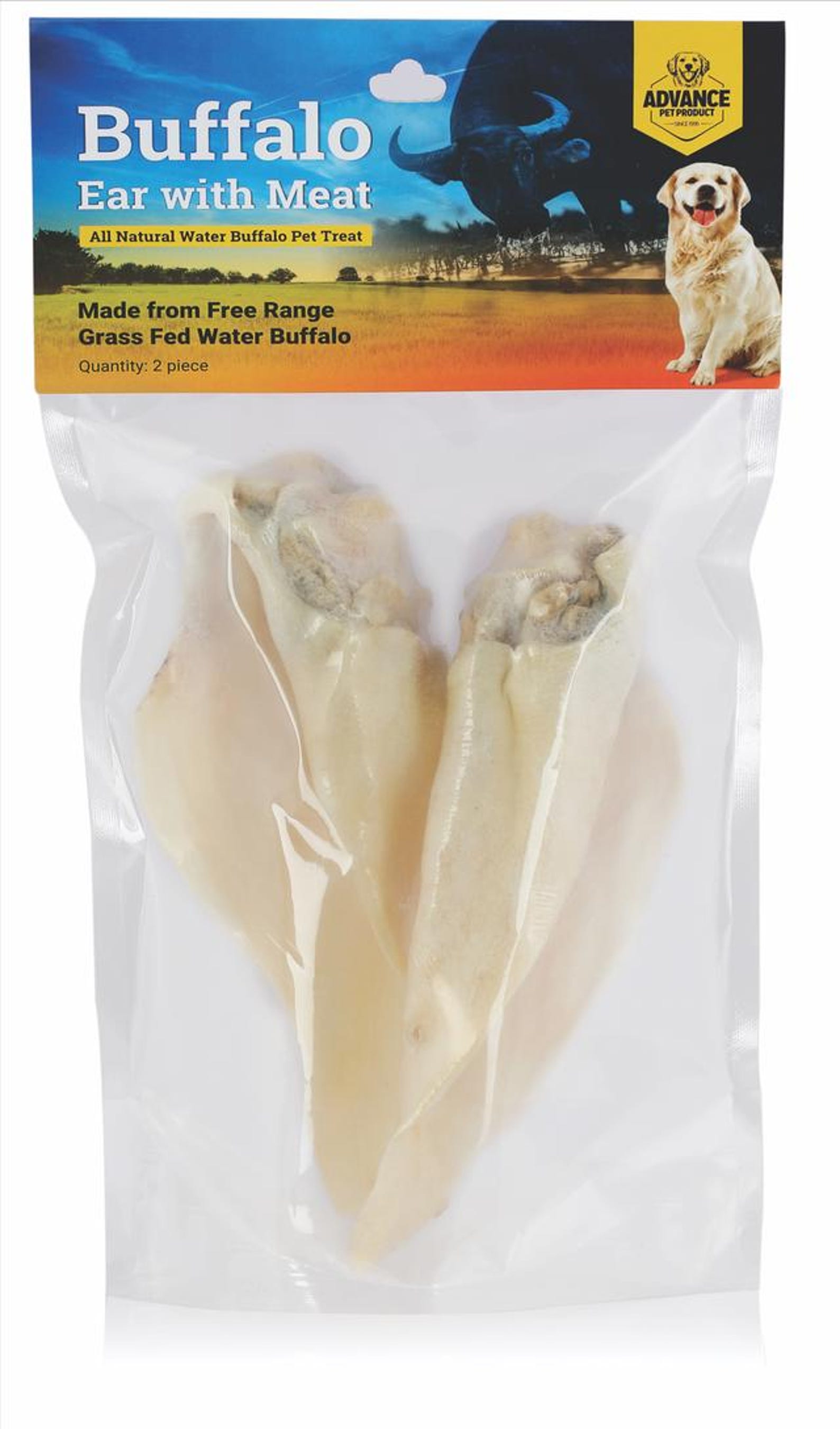 Water Buffalo Ear with Meat – Natural Dog Chew Treat | Long-Lasting High-Protein Buffalo Ear for Dogs | All-Natural Ear Chew for Oral Health