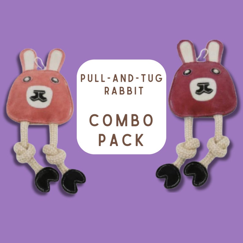 Water buffalo Leather and Cotton Rabbit made from sustainable sourced materials with triple stitching Super durable for tough chewers