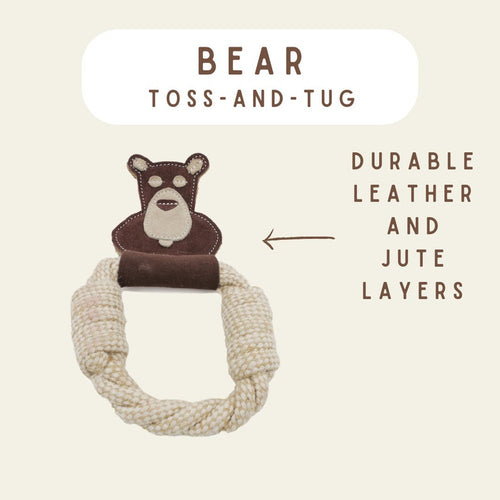 All Natural, Triple Stitched Pet Tug Toy. Durable, pet-safe and eco-friendly.