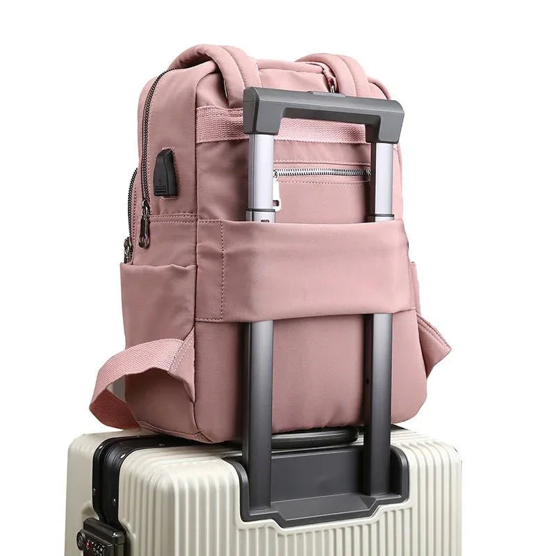 Large Capacity Multiple Pockets Women's Backpack With In-Built USB Charging Port