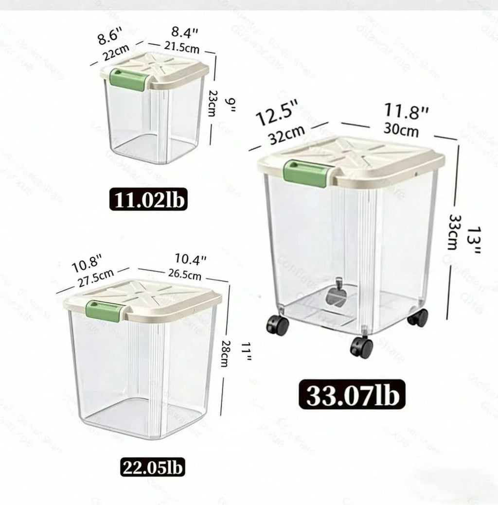 Large Capacity Pet Food Storage Container with Wheels – Airtight Dog Food Storage Bin