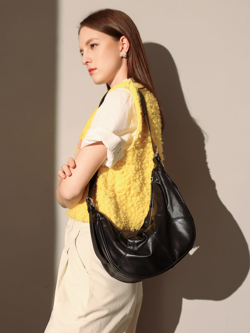 Macy Slouchy Leather Shoulder Bag