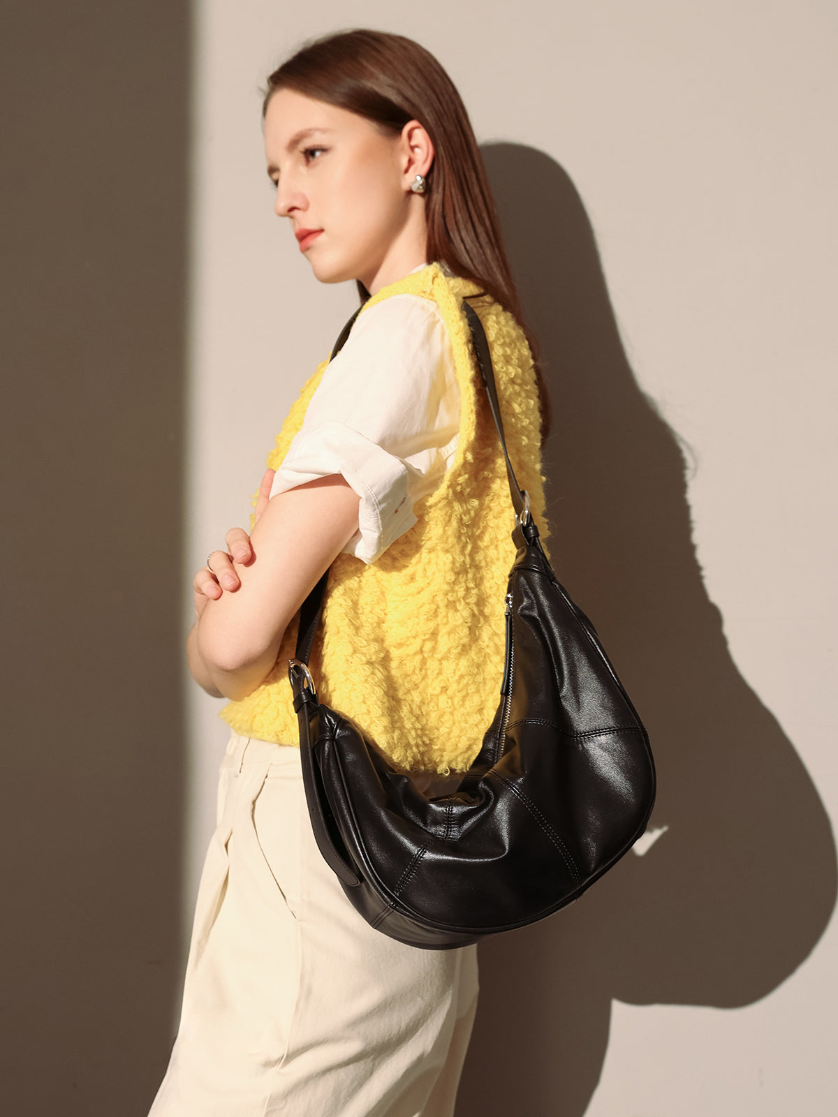 Macy Slouchy Leather Shoulder Bag
