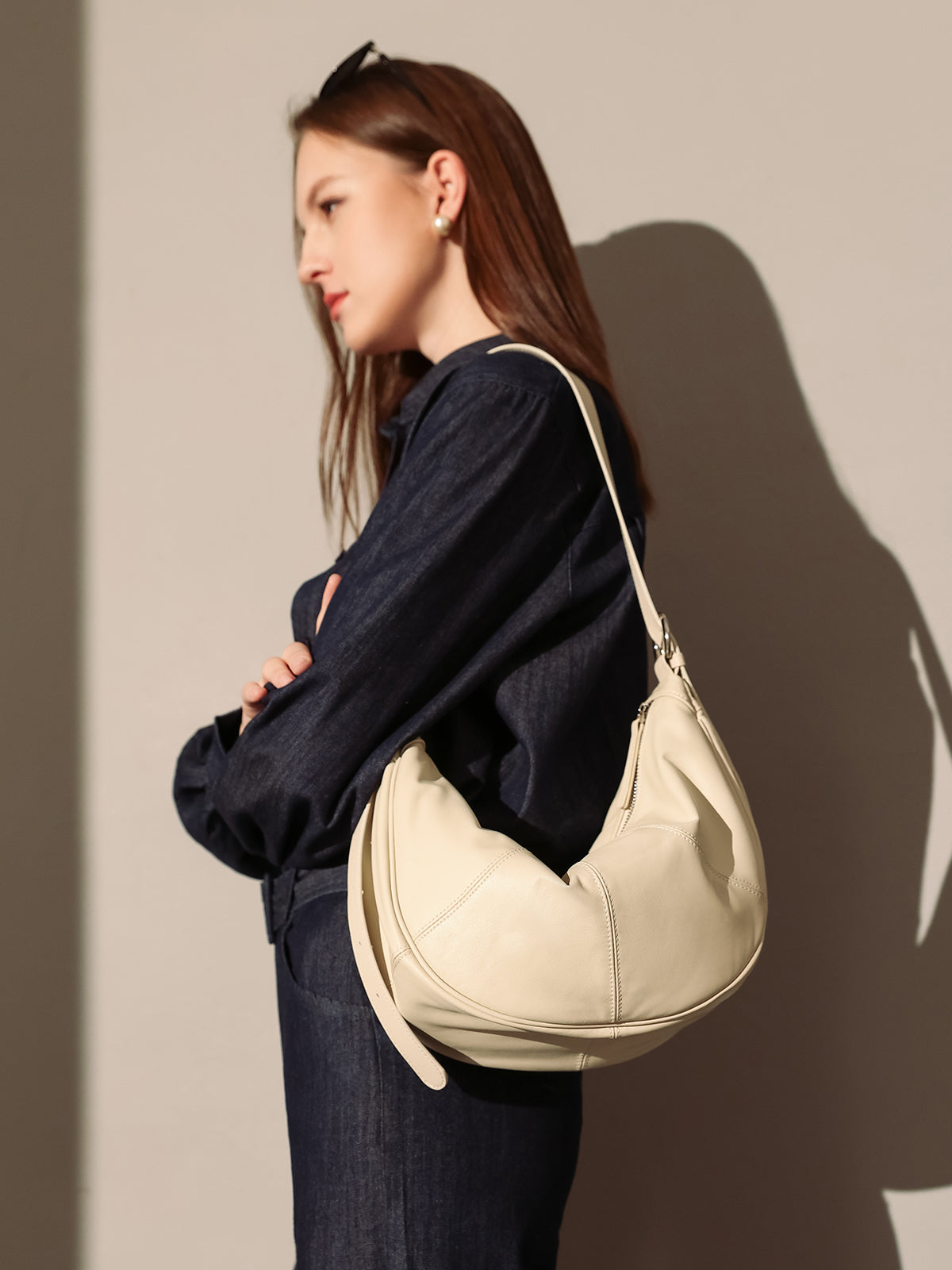 Macy Slouchy Leather Shoulder Bag